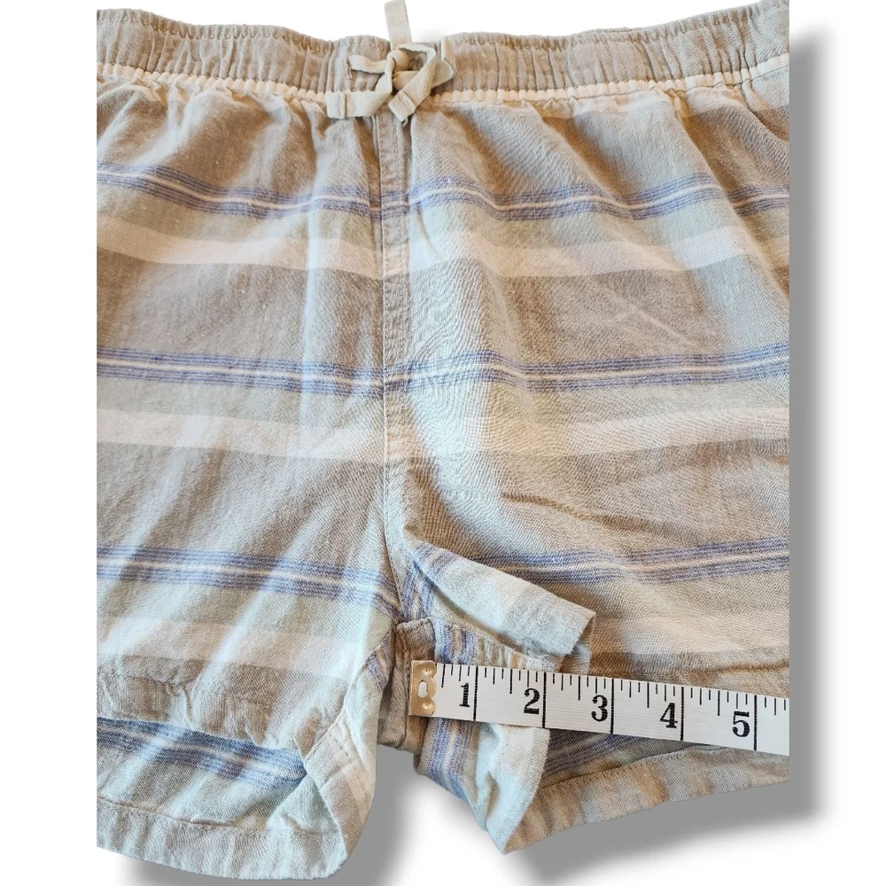 Patagonia Striped Drawstring Hemp Blend Cream And Tan Shorts XL